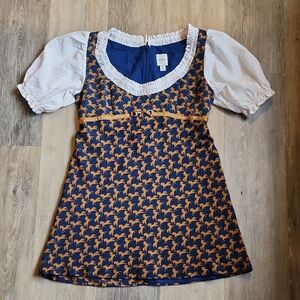 Anthropologie Blue and Orange Mini Dress